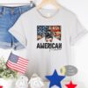 American Mama Messy Bun American Flag Leopard Patriotic T-Shirt