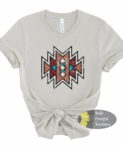 Brown And Turquoise Aztec Tribal Western T-Shirt Brown And Turquoise Aztec Tribal Western T-Shirt
