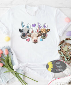 Easter Bunny Cows Western T-Shirt Easter Bunny Cows Western T-Shirt