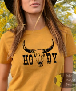 Howdy Steer Skull Punchy Western T-Shirt Howdy Steer Skull Punchy Western T-Shirt