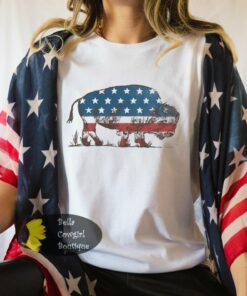 Red White And Buffalo July 4th Patriotic T-Shirt Red White And Buffalo July 4th Patriotic T-Shirt