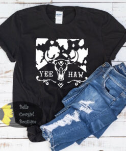 Yee Haw Steer Skull Western Women’s T-Shirt Yee Haw Steer Skull Western Women’s T-Shirt