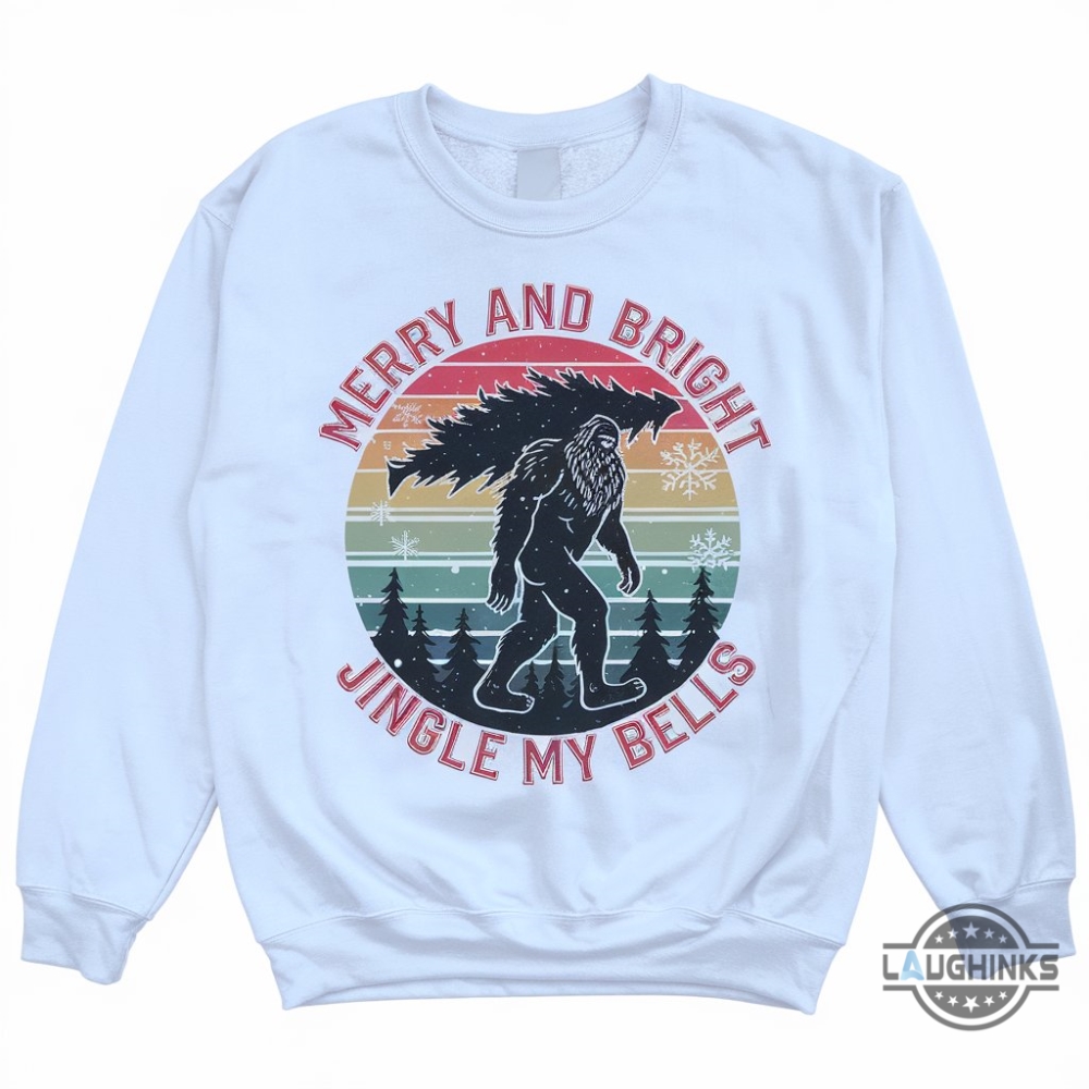 Bigfoot Merry And Bright T Shirt Hoodie Sweatshirt Funny Christmas Gift For Sasquatch Lover Bigfoot Merry And Bright T Shirt Hoodie Sweatshirt Funny Christmas Gift For Sasquatch Lover