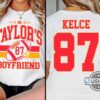 Go Taylors Boyfriend Superbowl T Shirt Sweatshirt Hoodie Travis Kelce And Taylor Swift Funny Football Party Shirts Gameday Kansas City Chiefs 87 Tshirt