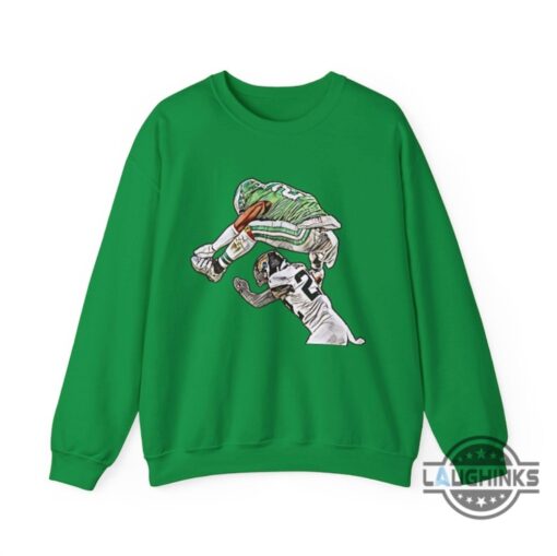 Saquon Barkley Shirt Jump Hurdle Backwards Philadephia Eagles Football Iconic Moment Kelly Green Crewneck Sweatshirt T Shirt