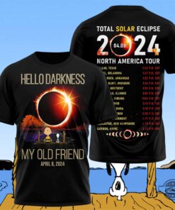 Snoopy Eclipse Shirt Sweatshirt Hoodie Hello Darkness My Old Friend Total Solar Eclipse 2024 Shirts North America Tour Snoopy And Charli Brown Dock Tshirt