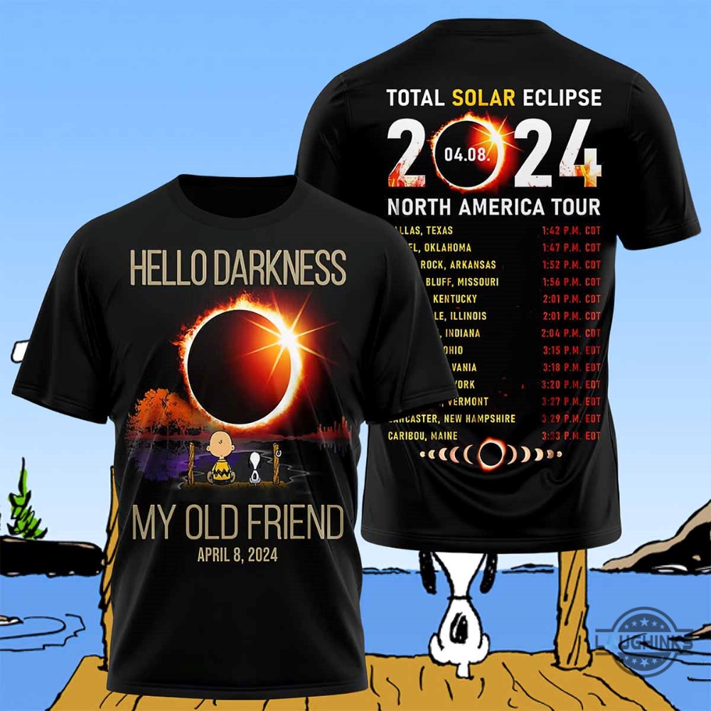 Snoopy Eclipse Shirt Sweatshirt Hoodie Hello Darkness My Old Friend Total Solar Eclipse 2024 Shirts North America Tour Snoopy And Charli Brown Dock Tshirt Snoopy Eclipse Shirt Sweatshirt Hoodie Hello Darkness My Old Friend Total Solar Eclipse 2024 Shirts North America Tour Snoopy And Charli Brown Dock Tshirt