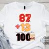 Taylor Swift 100 Days Of School Tshirt Sweatshirt Hoodie 87 Plus 13 Equals 100Th Day Tee Funny Taylor Swift Travis Kelce Chiefs Back To School Gift For Swiftie Teachers