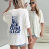 Taylor Swift Karma Is A Cat Graphic Tee Vintage Style Tshirt Cat Illustration On Back Swiftie Merch Mens Womens Tshirt Sweatshirt Hoodie