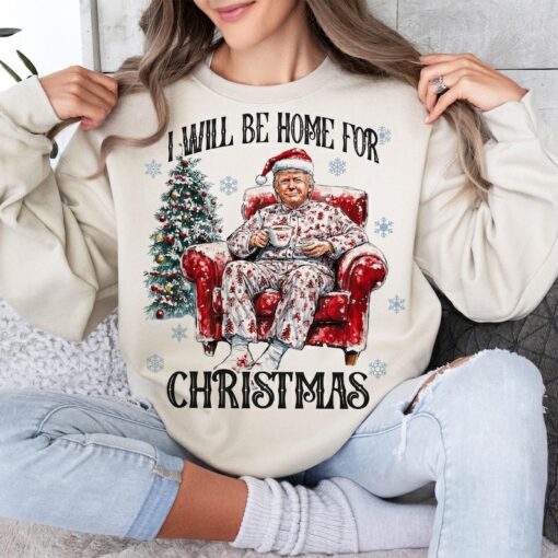 Trump Pajamas Ill Be Home For Christmas Shirt