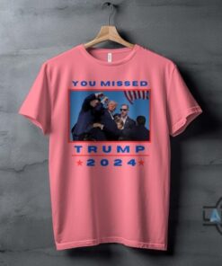 You Missed Trump Shirt 2024 Donald Trump Shot Shirts Funny Trump Middle Finger Tee You Missed Trump Shirt 2024 Donald Trump Shot Shirts Funny Trump Middle Finger Tee