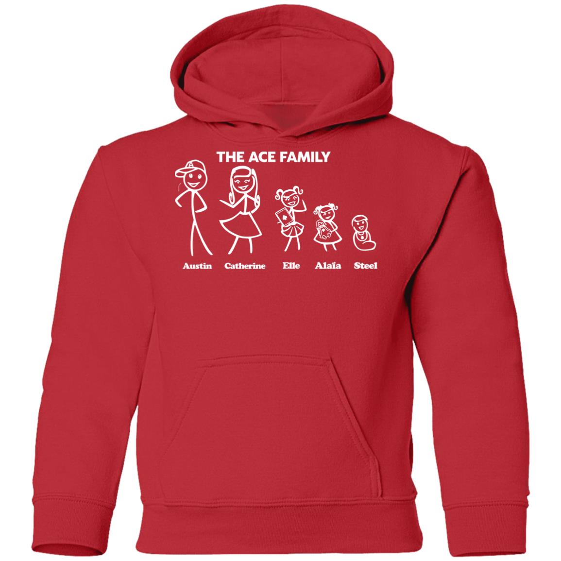 Ace Family Merch Red Ace Stick Family Youth Hoodie Ace Family Merch Red Ace Stick Family Youth Hoodie