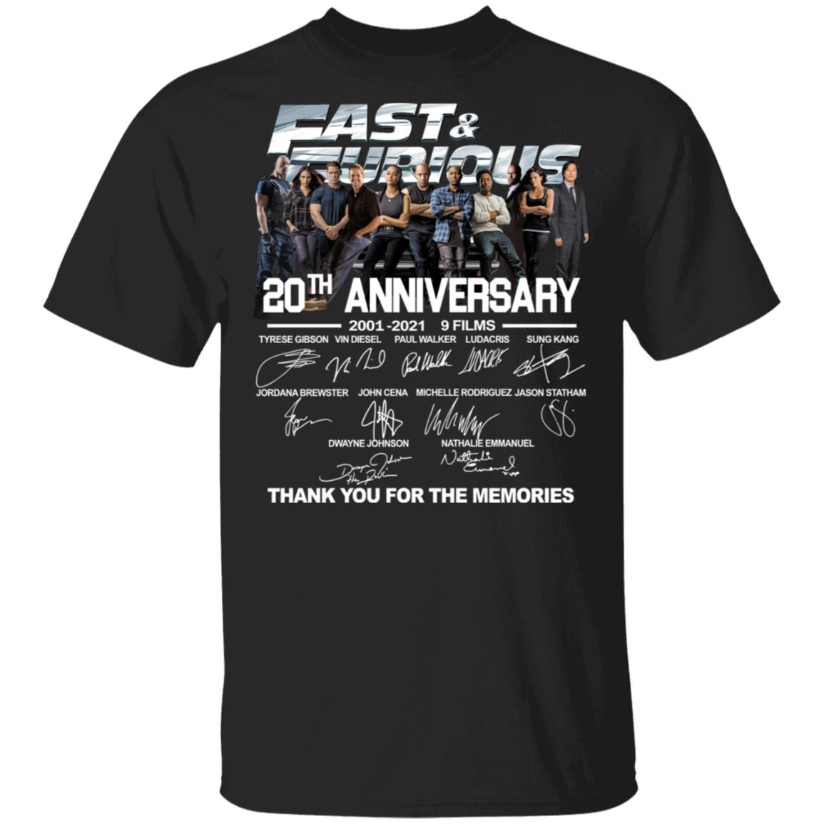 Fast And Furious 20th Anniversary Thank You For The Memories Shirt Fast And Furious 20th Anniversary Thank You For The Memories Shirt
