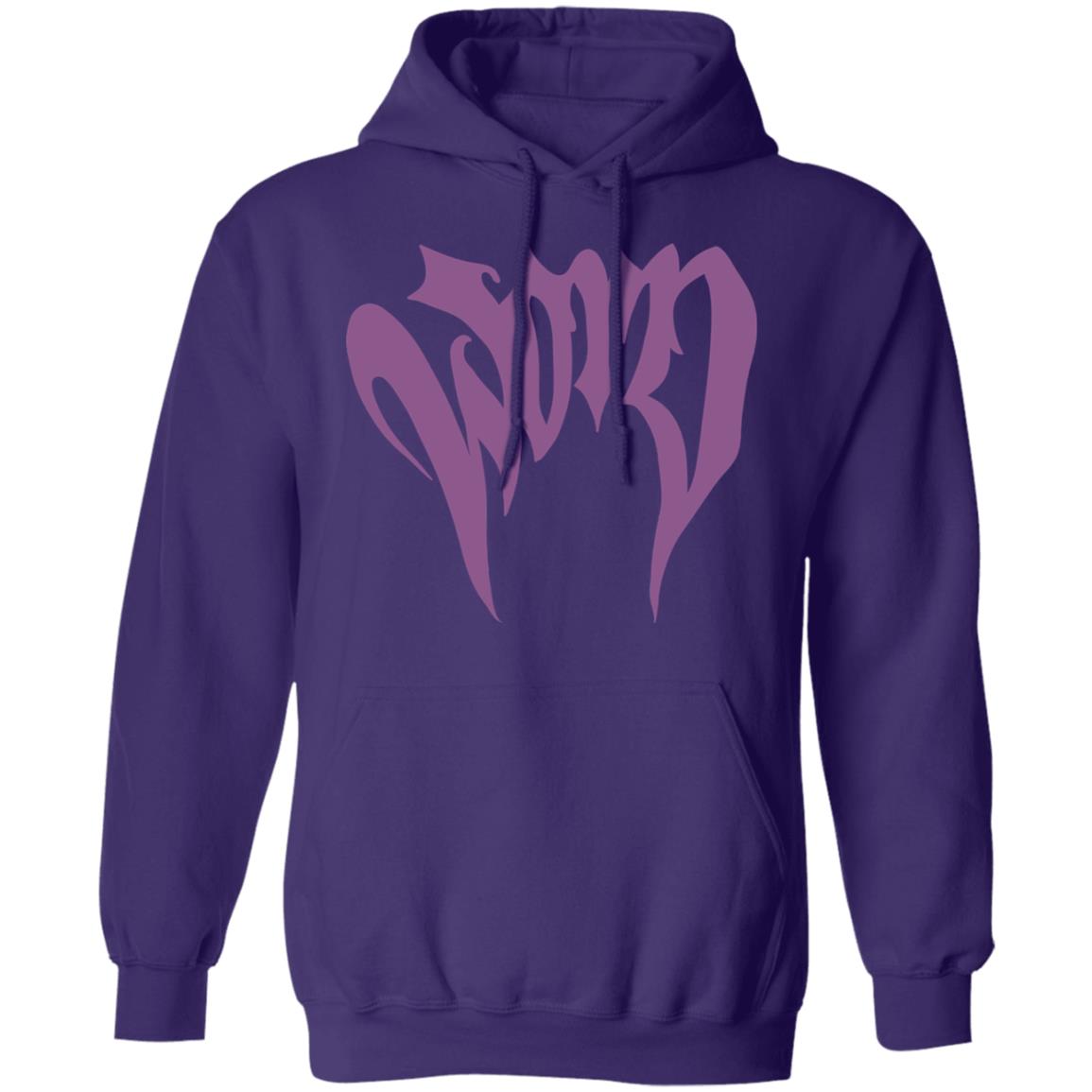 Griffin Johnson Merch Badass Hoodie With Word On Front Skulls On Back Purple Griffin Johnson Merch Badass Hoodie With Word On Front Skulls On Back Purple