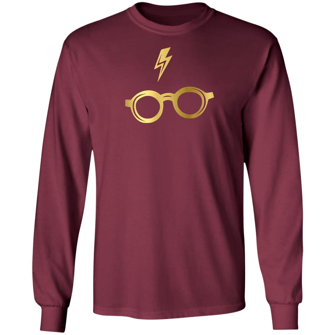 Harry Potter Hoodie Gold Foil Lightning Bolt Glasses Crewneck Sweatshirt from Harry Potter Harry Potter Hoodie Gold Foil Lightning Bolt Glasses Crewneck Sweatshirt from Harry Potter
