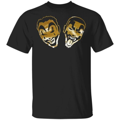 Icp Merch Insane Clown Posse Faces Gold Foil Black Shirt