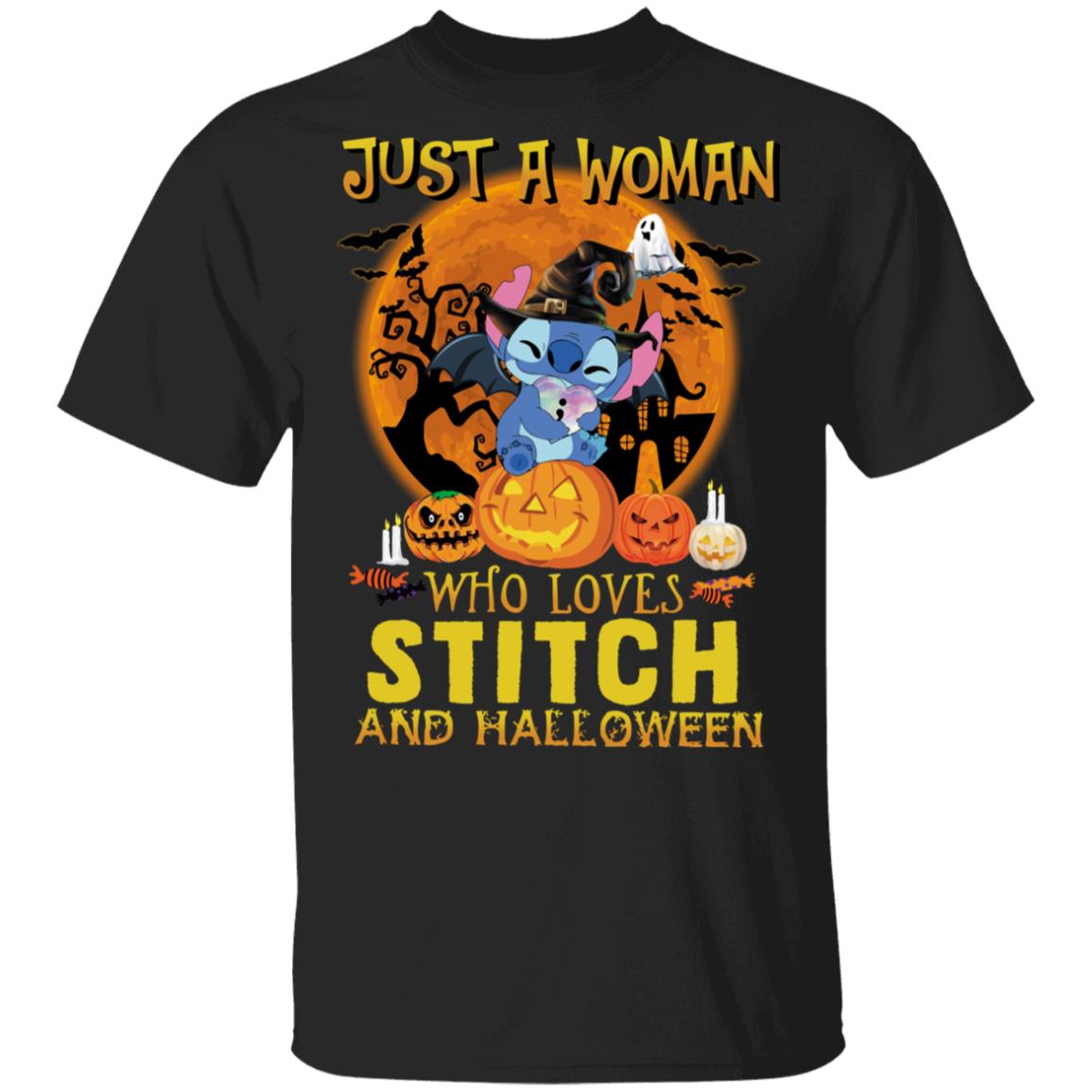 Just A Women Who Loves Stitch And Halloween Shirt Just A Women Who Loves Stitch And Halloween Shirt