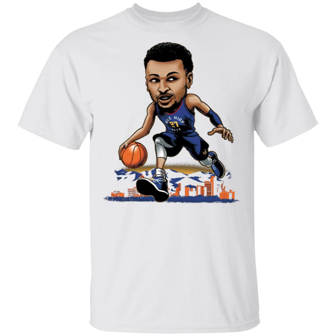 Nuggets Merch Denver Nuggets Jamal Murray Caricature Player Tees Nuggets Merch Denver Nuggets Jamal Murray Caricature Player Tees