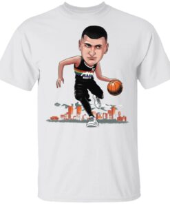 Nuggets Merch Denver Nuggets Nikola jokic Caricature Player White Tees Nuggets Merch Denver Nuggets Nikola jokic Caricature Player White Tees