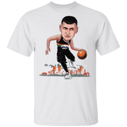 Nuggets Merch Denver Nuggets Nikola jokic Caricature Player White Tees