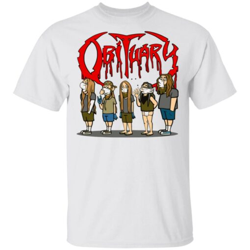 Obituary Merch Cartoon Obituary Stay Safe Stay Metal Light Blue T-Shirt