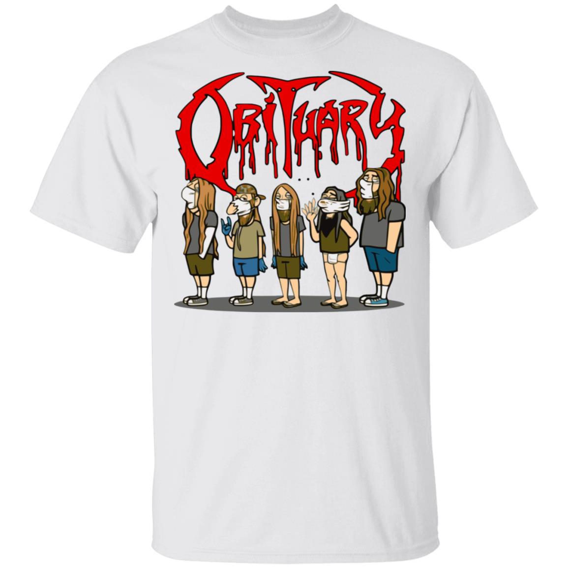 Obituary Merch Cartoon Obituary Stay Safe Stay Metal Light Blue T-Shirt Obituary Merch Cartoon Obituary Stay Safe Stay Metal Light Blue T-Shirt