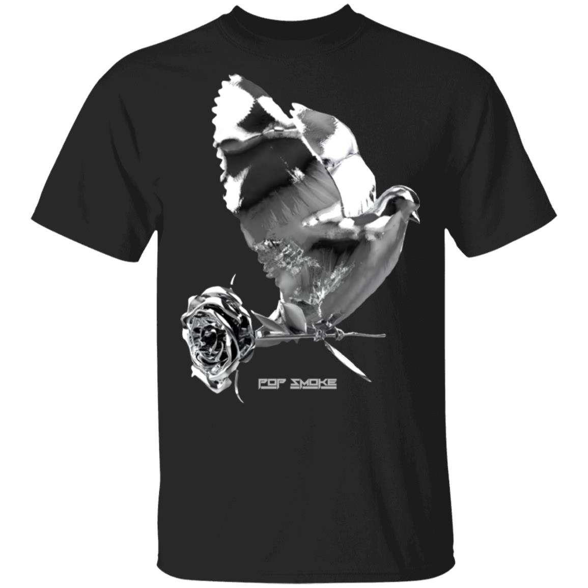 Pop Smoke T Shirt Dove Rose Black T-Shirt Pop Smoke T Shirt Dove Rose Black T-Shirt