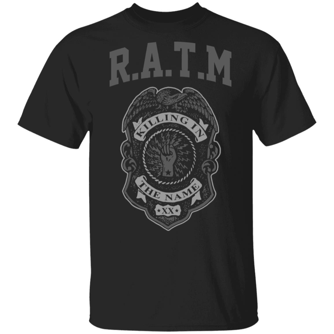 Rage Against The Machine Merch Grey Police Badge Black Tee Rage Against The Machine Merch Grey Police Badge Black Tee