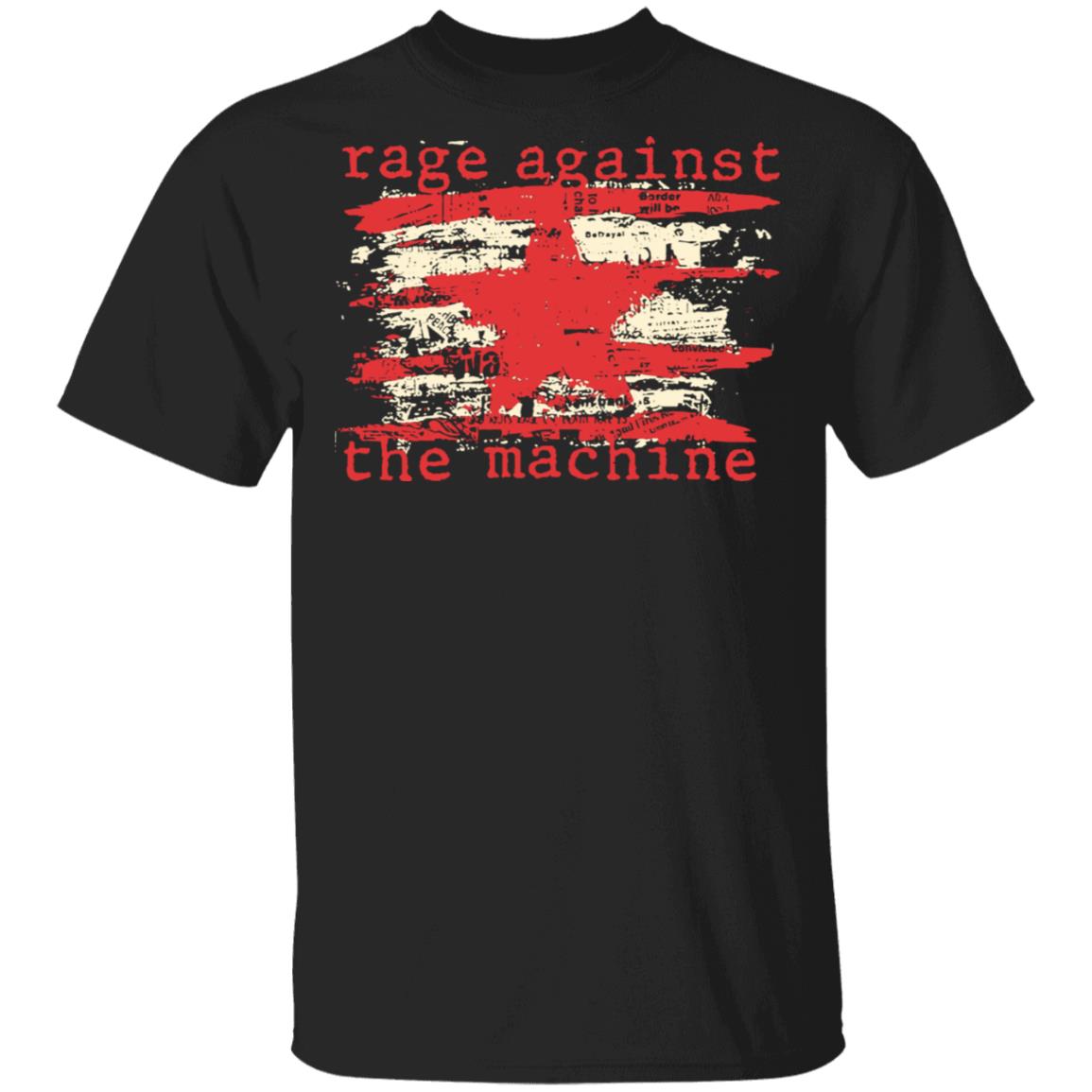 Rage Against The Machine Merch Newspaper Star Black Tee Rage Against The Machine Merch Newspaper Star Black Tee