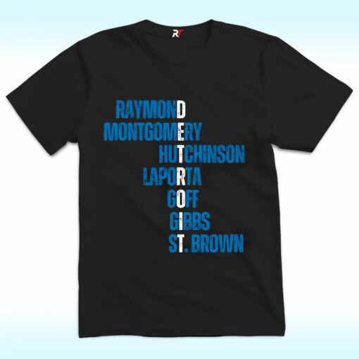 Lions Football Players Detroit Shirt, Gibbs, Brown, Raymond Montgomery Hutchinson Laporta