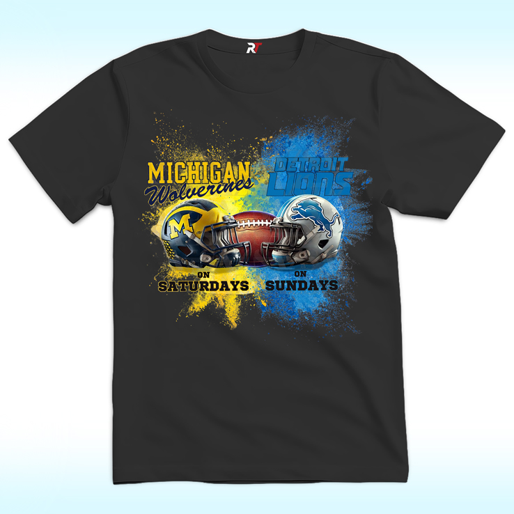 U of M on Saturdays Detroit Lions on Sundays Michigan Wolverines Shirt U of M on Saturdays Detroit Lions on Sundays Michigan Wolverines Shirt