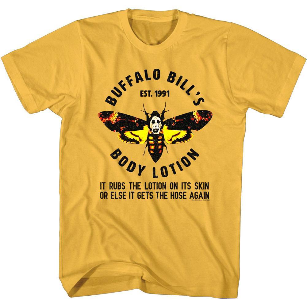 Silence of The Lambs Buffalo Bill's Body Lotion Men's Gold T Shirt Silence of The Lambs Buffalo Bill's Body Lotion Men's Gold T Shirt