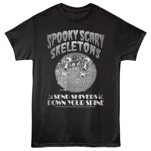 Spooky Scary Skeletons Old Film Intro Men’s T Shirt