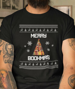 Book Christmas Tree Shirt Merry Bookmas