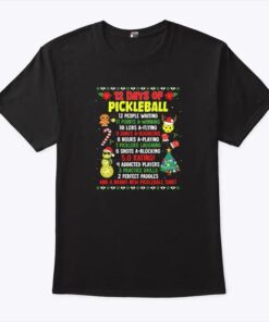 Christmas 12 Days Of Pickleball T Shirt