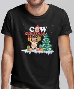 Christmas Cow Shirt Merry Xmas Tee
