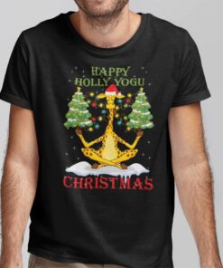 Christmas Giraffe T Shirt Happy Holly Yogu Christmas