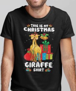 Christmas Giraffe T Shirt This Is My Christmas Giraffe Shirt