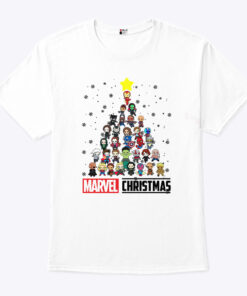 Marvel Studios Avengers Characters Chibi Tree Christmas T Shirt