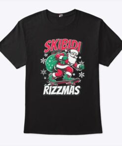 Skibidi Rizzmas Santa Clause Skating Board Xmas T Shirt