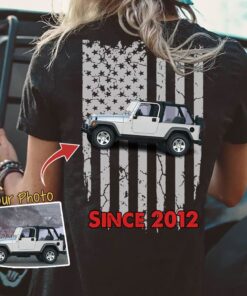 Upload Car Photo American flag shirt only back