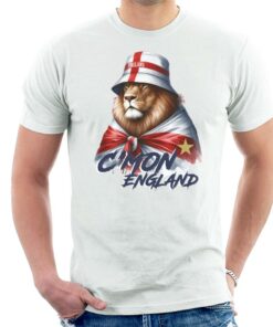 C’mon England Blue Flag Wrapped Lion Euro Football Men’s T-Shirt
